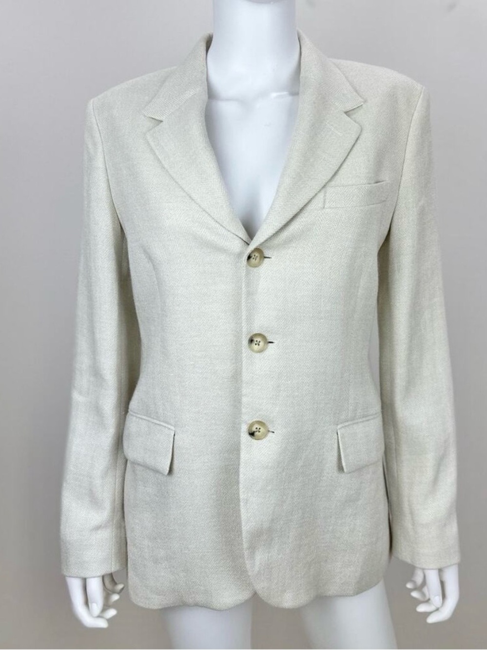 Classic Ralph Lauren Cream Linen Wool Silk Blazer